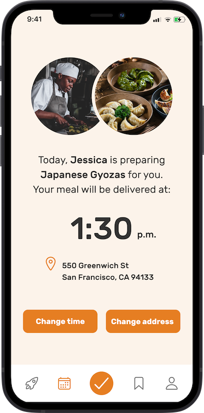 iPhone app receive meal at convenient time